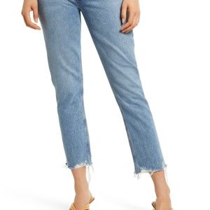 Agolde Riley High Waisted Chewed Hem Organic Cotton Jeans